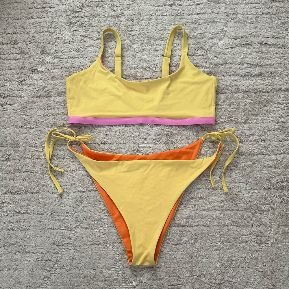 Jolyn Clothing Orange and Yellow Bikini Set